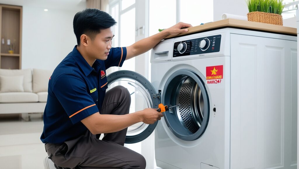 Sửa chữa máy giặt Kỹ thuật viên kiểm tra máy giặt
